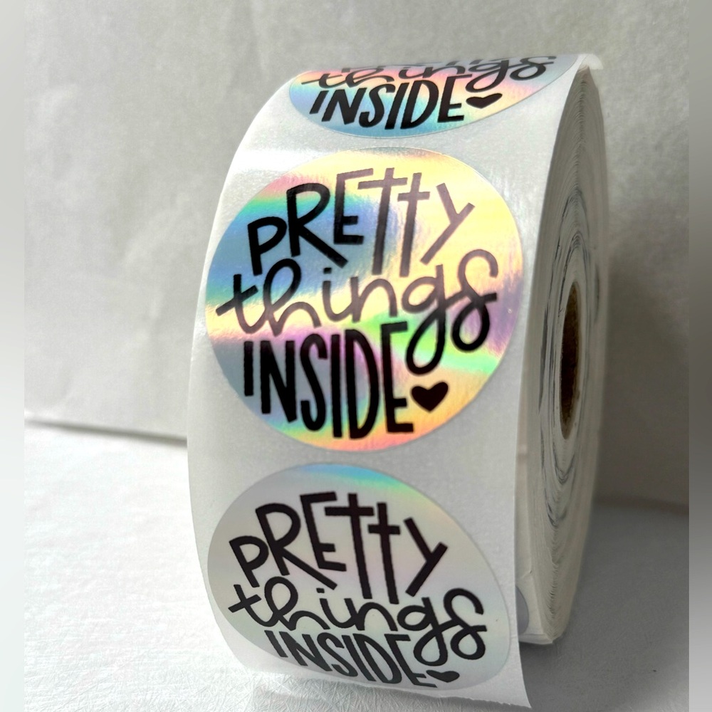 Pretty things inside sticker for small business | thank you sticker 2 inch round - Picture 4 of 7
